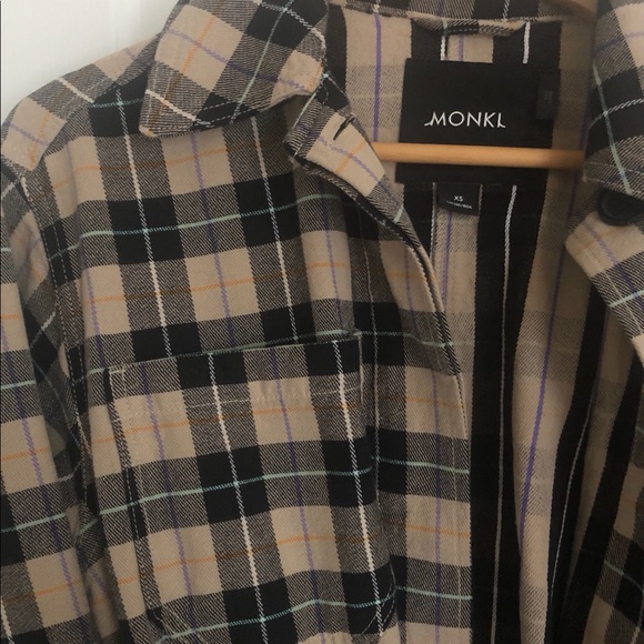 NWOT Monki Check Pattern Tie Jacket - Picture 6 of 7